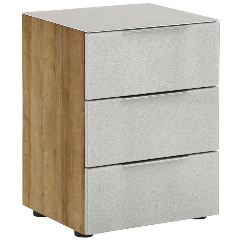 Nachtk&auml;stchen in Eichefarben, Hellgrau