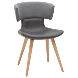 Stuhl in Holz, Textil, Leder Grau, Schwarz, Eichefarben