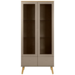 Vitrine in Taupe, Eichefarben