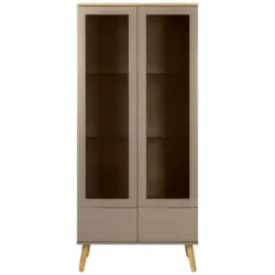 Vitrine in Taupe, Eichefarben
