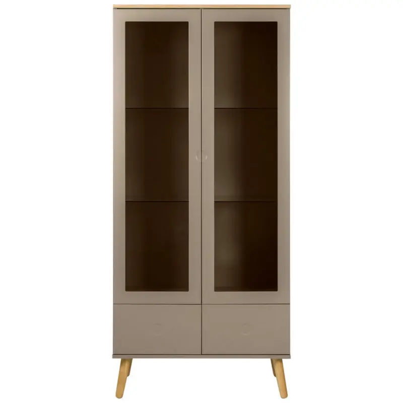 Vitrine in Taupe, Eichefarben