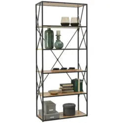 Standregal 80/190/35 cm Schwarz, Eichefarben