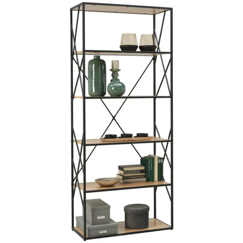 Standregal 80/190/35 cm Schwarz, Eichefarben