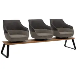 Sitzbank 210/87/67 cm in Dunkelgrau, Dunkelbraun, Beige