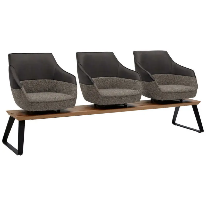 Sitzbank 210/87/67 cm in Dunkelgrau, Dunkelbraun, Beige