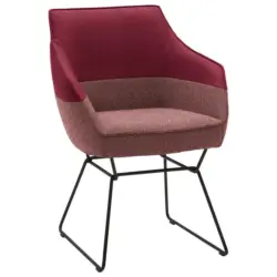 Armlehnstuhl in Flachgewebe Echtleder naturbelassen