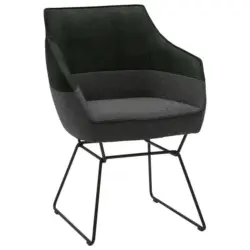 Armlehnstuhl in Flachgewebe Echtleder naturbelassen