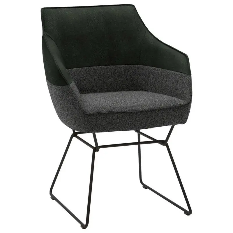 Armlehnstuhl in Flachgewebe Echtleder naturbelassen