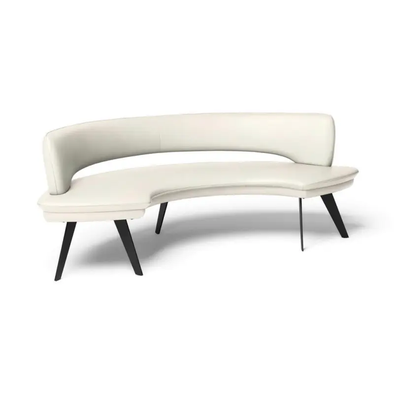 Sitzbank in Metall, Leder Creme