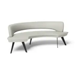 Sitzbank in Metall, Leder Hellgrau