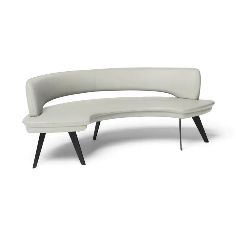 Sitzbank in Metall, Leder Hellgrau