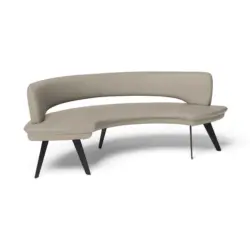 Sitzbank in Metall, Leder Taupe