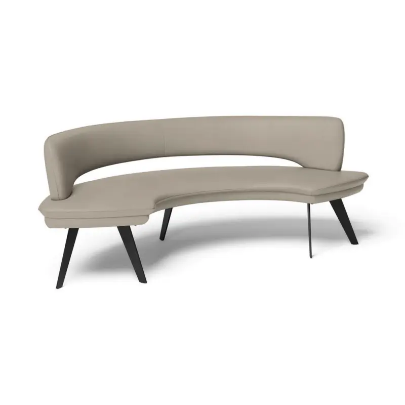 Sitzbank in Metall, Leder Taupe