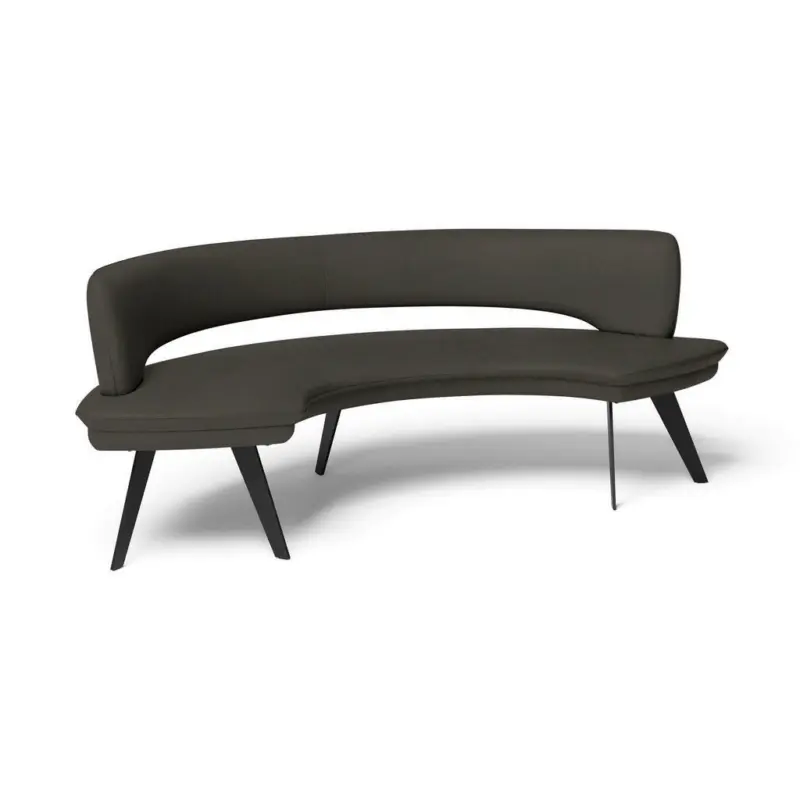 Sitzbank in Metall, Leder Dunkelgrau