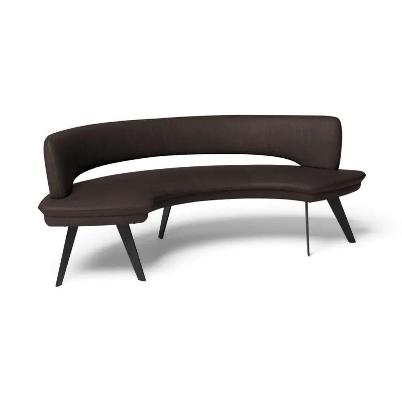 Sitzbank in Metall, Leder Dunkelbraun