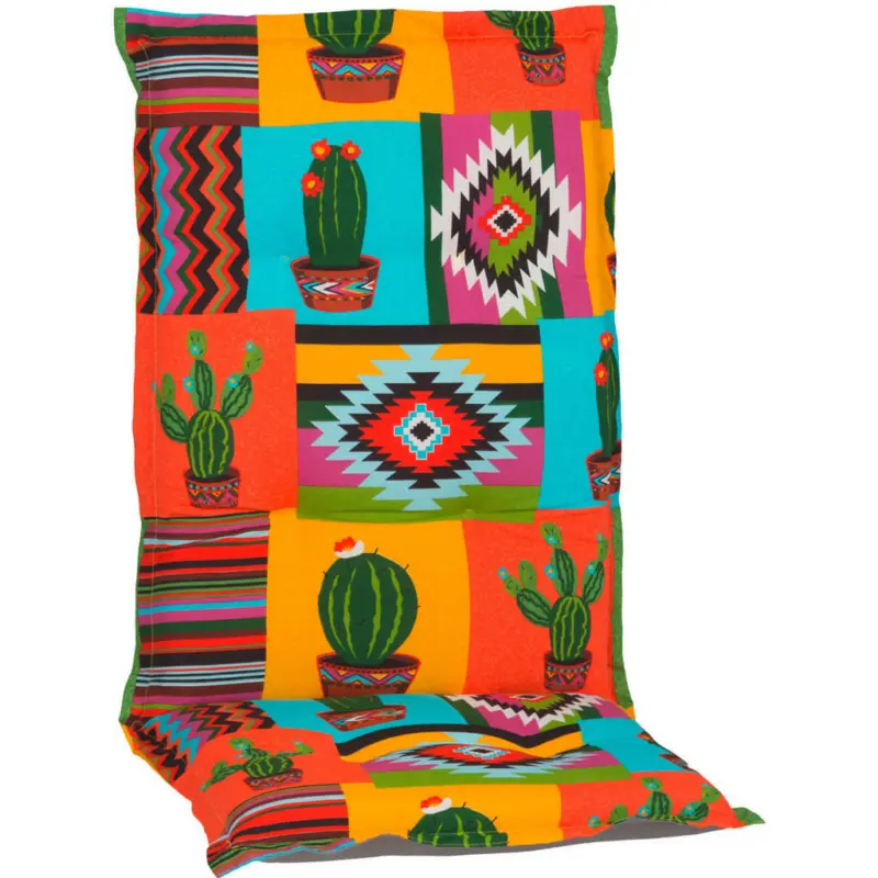 Sesselauflage in Blau, Gelb, Gr&uuml;n, Orange Patchwork