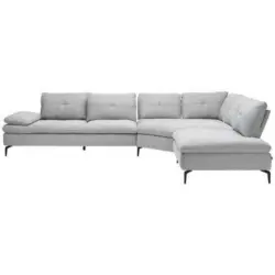 Ecksofa in Flachgewebe Hellgrau