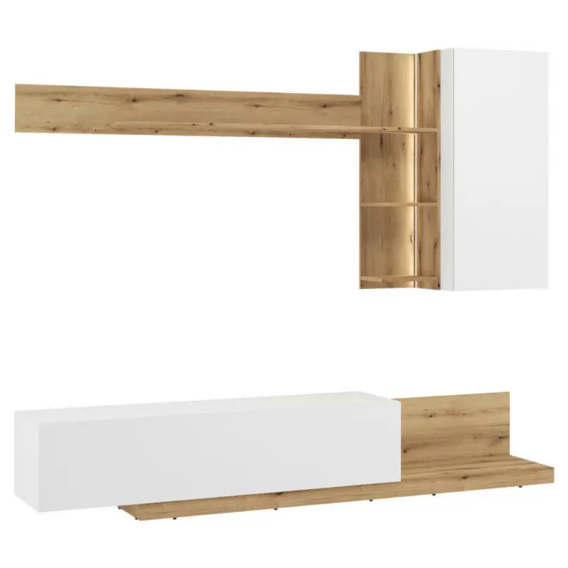 Wohnwand 240/197,3/40 cm in Grau, Eichefarben