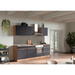 Küchenblock 240 cm in Grau, Eiche Wotan