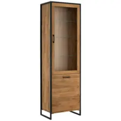 Vitrine in massiv Wildeiche Schwarz, Wildeiche