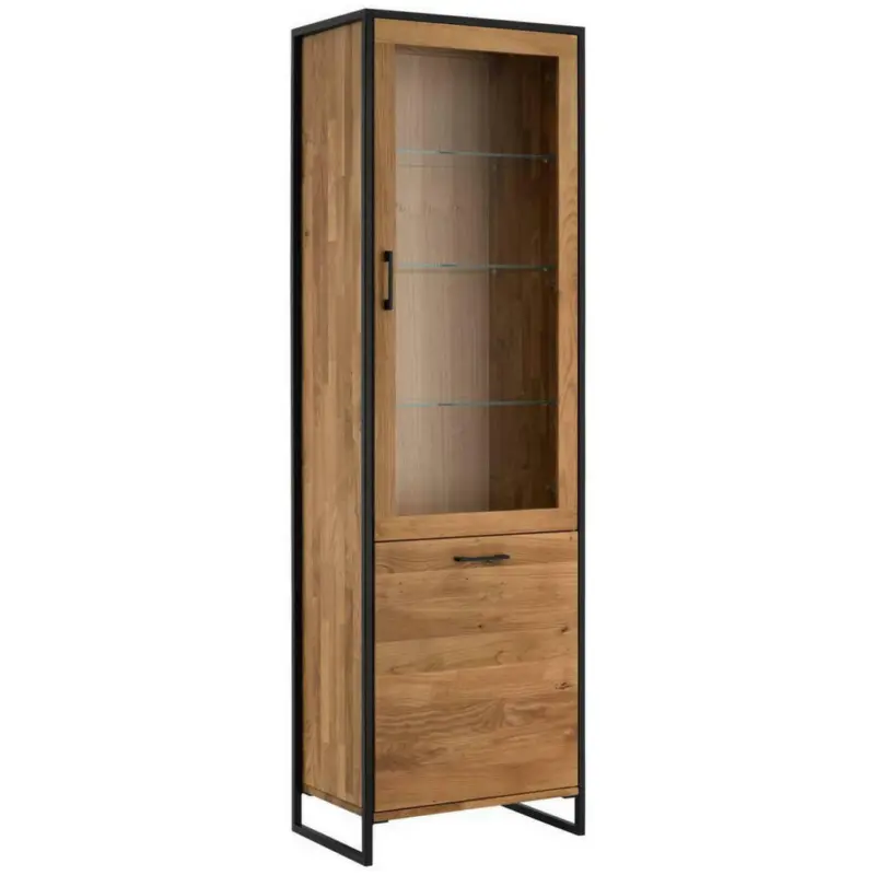 Vitrine in massiv Wildeiche Schwarz, Wildeiche