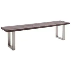 Sitzbank 200/50/40 cm in Eichefarben, Edelstahlfarben