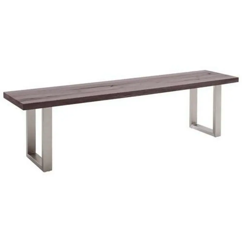 Sitzbank 200/50/40 cm in Eichefarben, Edelstahlfarben