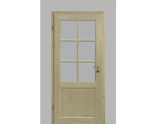 Landhaustür Pertura Fichte roh inkl. Lichtausschnitt (ohne Glas) 95x203 cm links