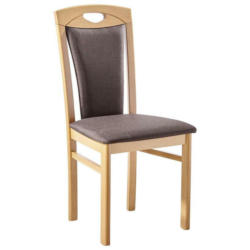 Stuhl in Holz, Textil Braun, Grau, Buchefarben
