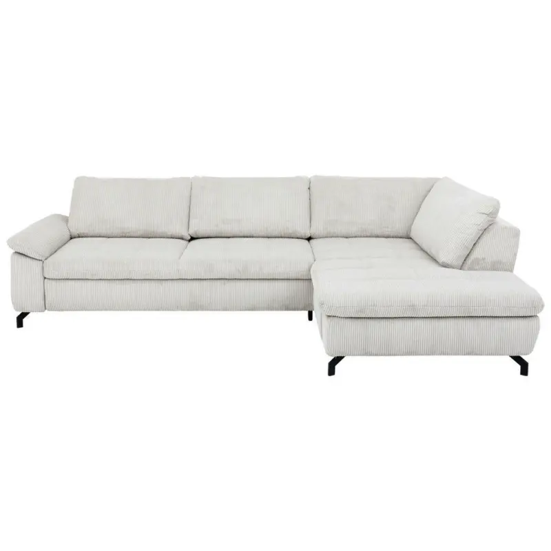 Ecksofa in Kord, Velours Ecru