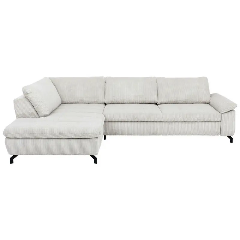 Ecksofa in Kord, Velours Ecru