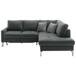 Ecksofa in Mikrofaser Dunkelgrau