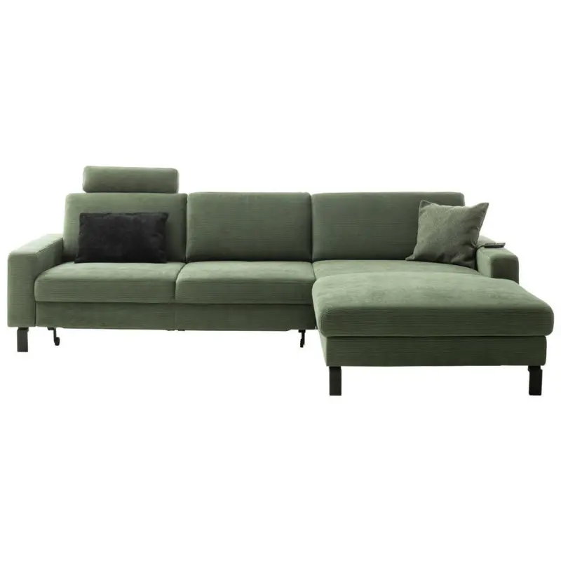 Ecksofa in Kord Olivgrün