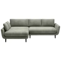 Ecksofa in Velours Olivgrün