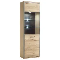Vitrine in furniert, massiv Eiche Eichefarben