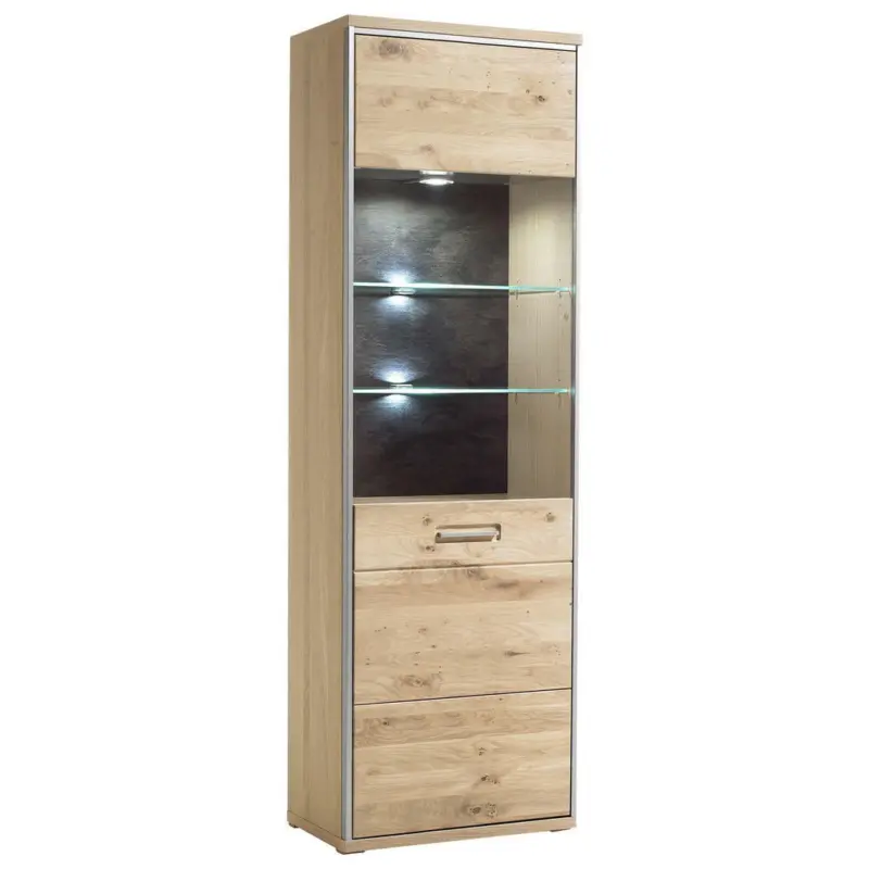 Vitrine in furniert, massiv Eiche Eichefarben