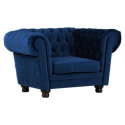 Chesterfield-Sessel in Flachgewebe Blau