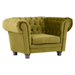 Chesterfield-Sessel in Flachgewebe Hellgrün