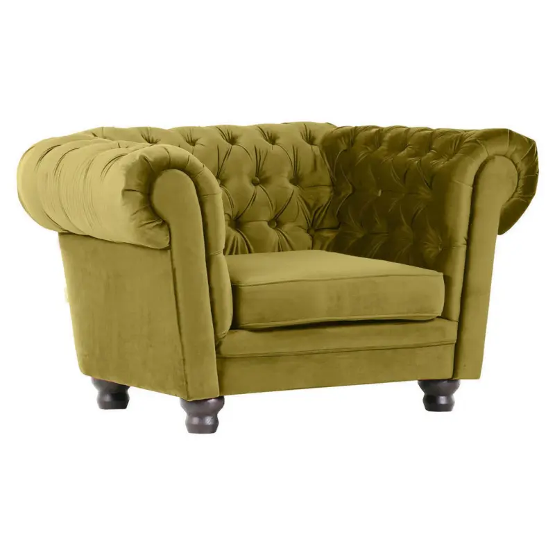 Chesterfield-Sessel in Flachgewebe Hellgrün