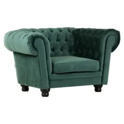 Chesterfield-Sessel in Flachgewebe Grün