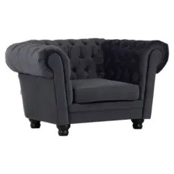 Chesterfield-Sessel in Flachgewebe Dunkelgrau