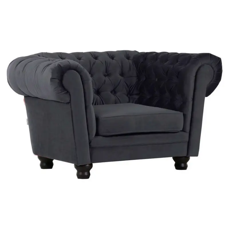 Chesterfield-Sessel in Flachgewebe Dunkelgrau