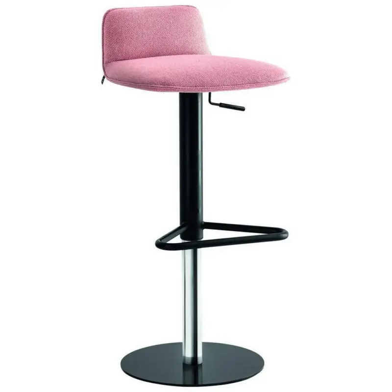 Barhocker in Metall, Textil Rosa, Schwarz