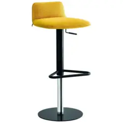 Barhocker in Metall, Textil Gelb, Schwarz