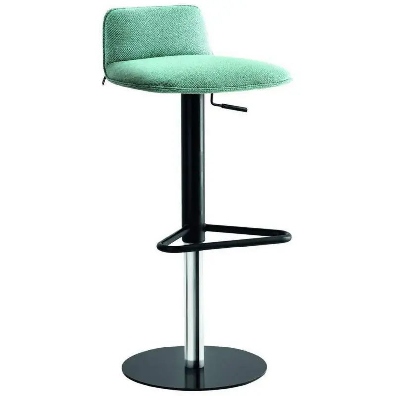 Barhocker in Metall, Textil Grün, Schwarz