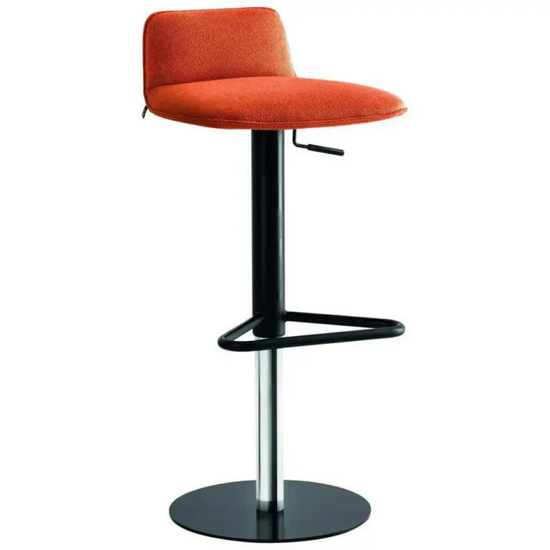 Barhocker in Metall, Textil Orange, Schwarz