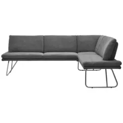 Eckbank 247/186 cm in Grau, Edelstahlfarben