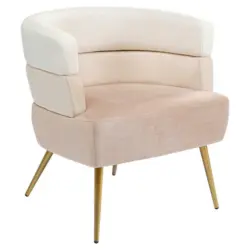 Sessel in Samt Creme, Beige