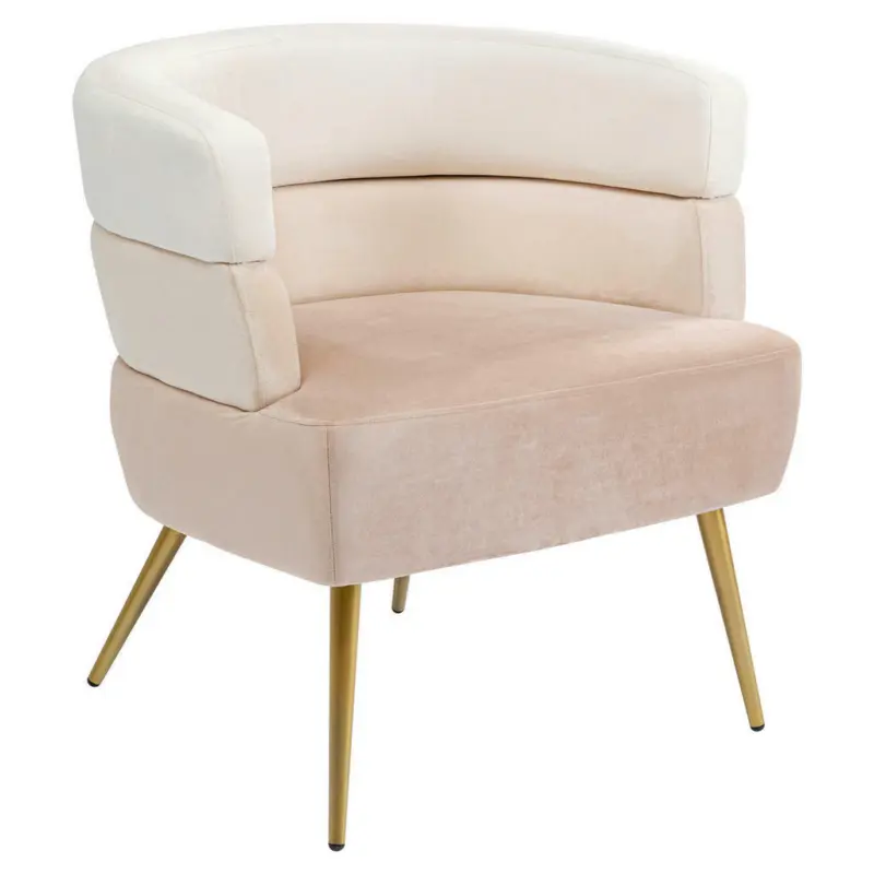 Sessel in Samt Creme, Beige
