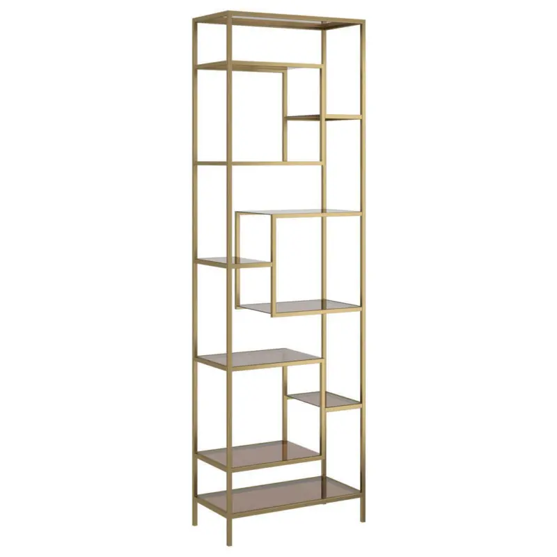 Regal 60/195/30 cm Goldfarben, Hellbraun